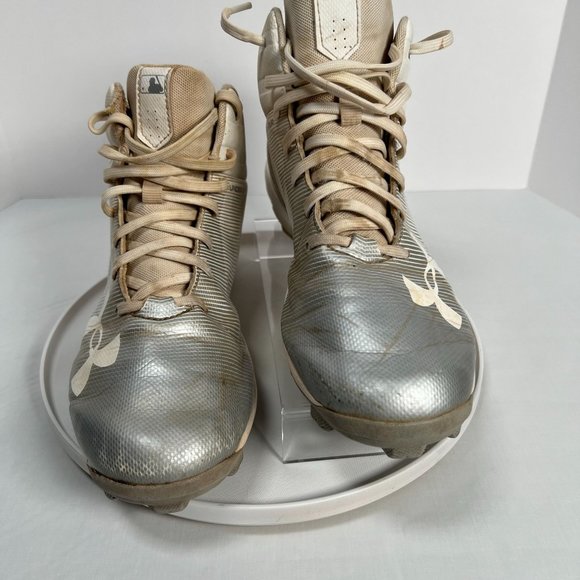 Under Armour Mens 8.5 Leadoff Mid RM 1297315-100 Baseball‎ Cleats White Silver - Picture 14 of 14